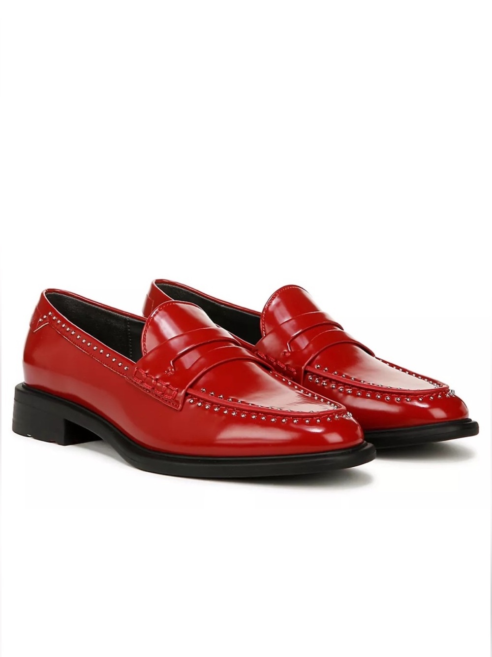 Sarto by Franco Sarto Eden Studded Penny Loafers Red Patent Lug Sole Sz 9 Women